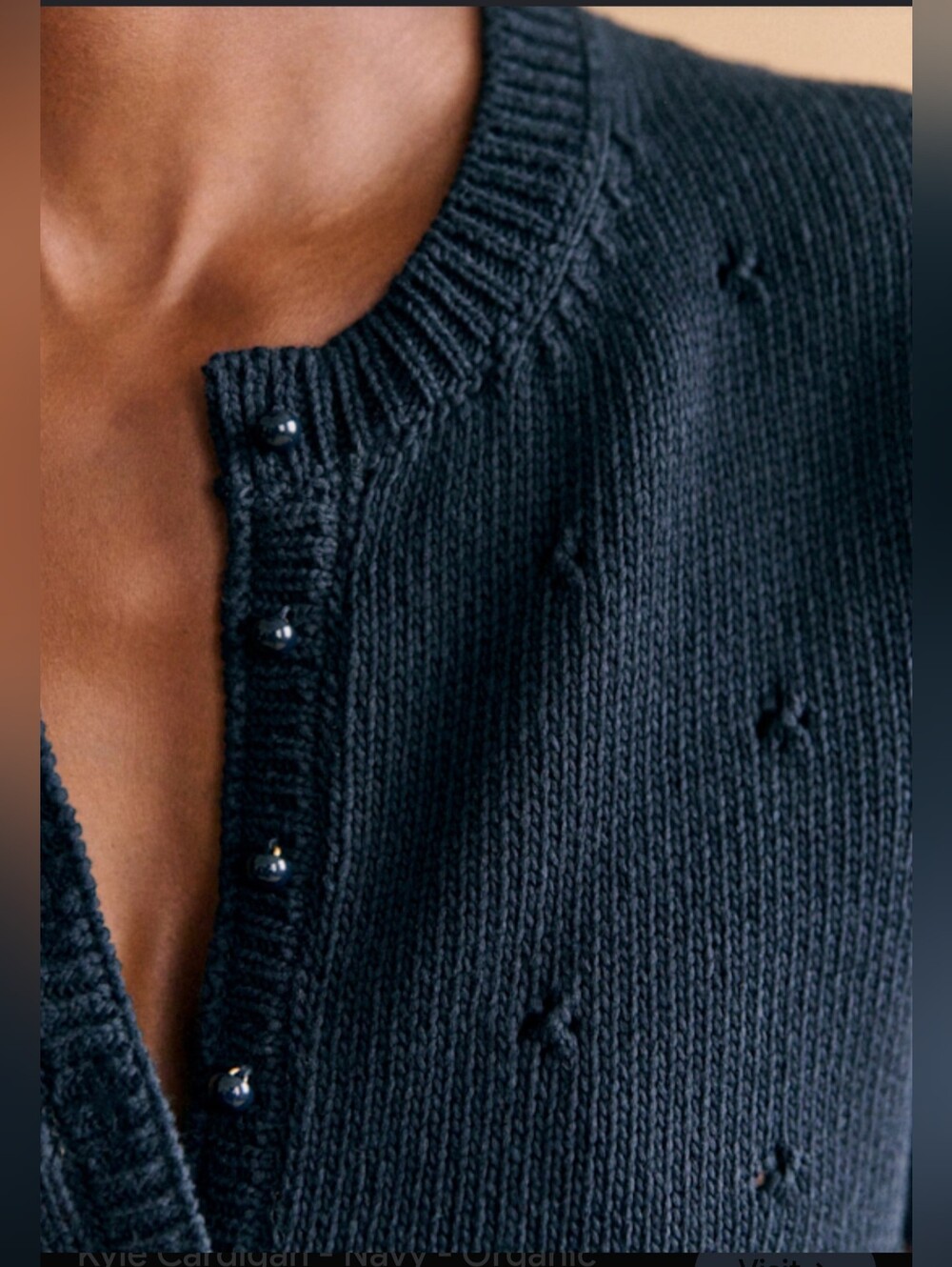 NWT! Sezane Kyle Navy Blue Pointelle Cardigan Knit Sweater Size XS